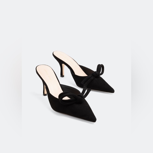 Loeffler Randall Black Suede Amyra Black Suede Ankle Strap Heels Size 7 NWOT - Picture 1 of 15